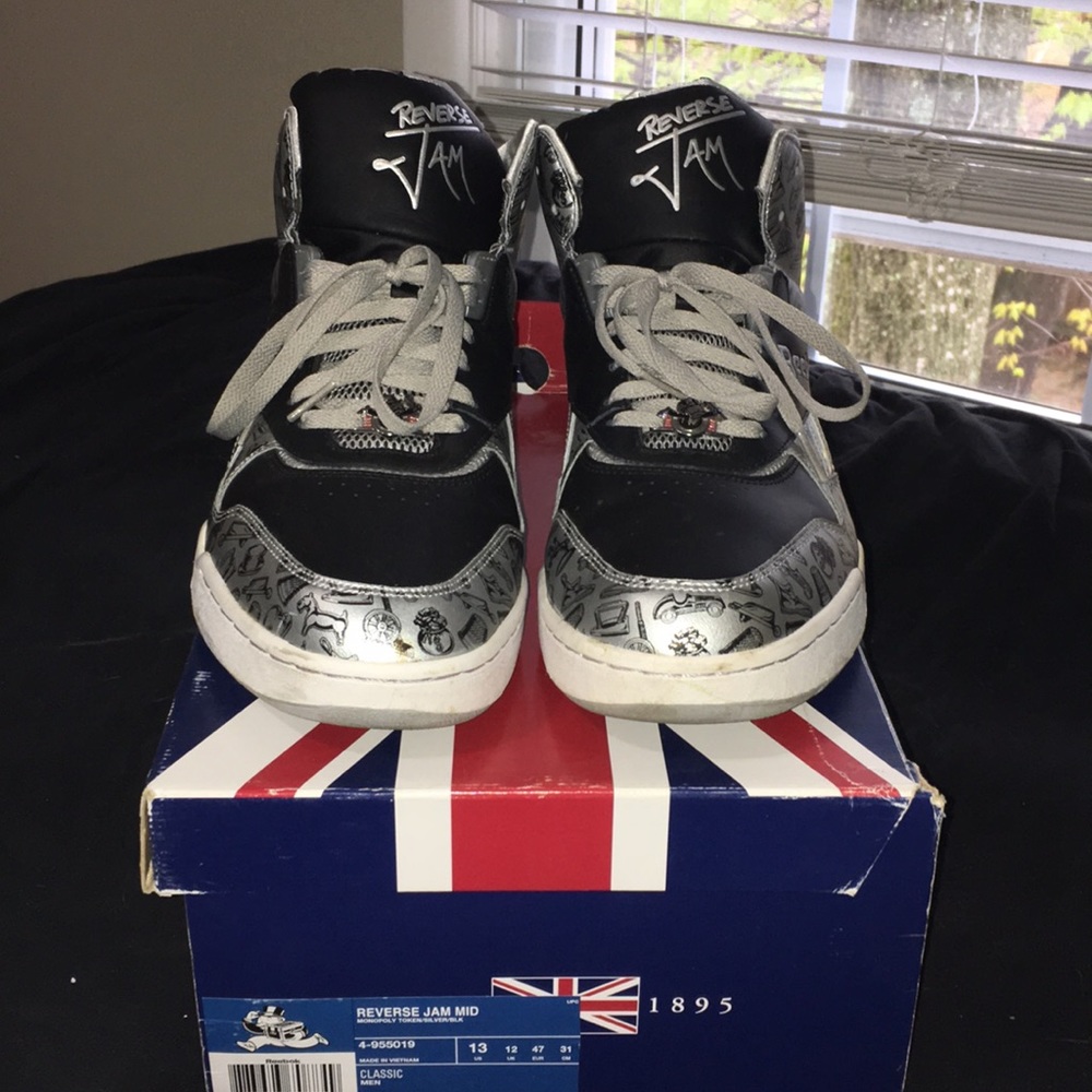 Rare Reebok Highs Monopoly Black grey Size 13